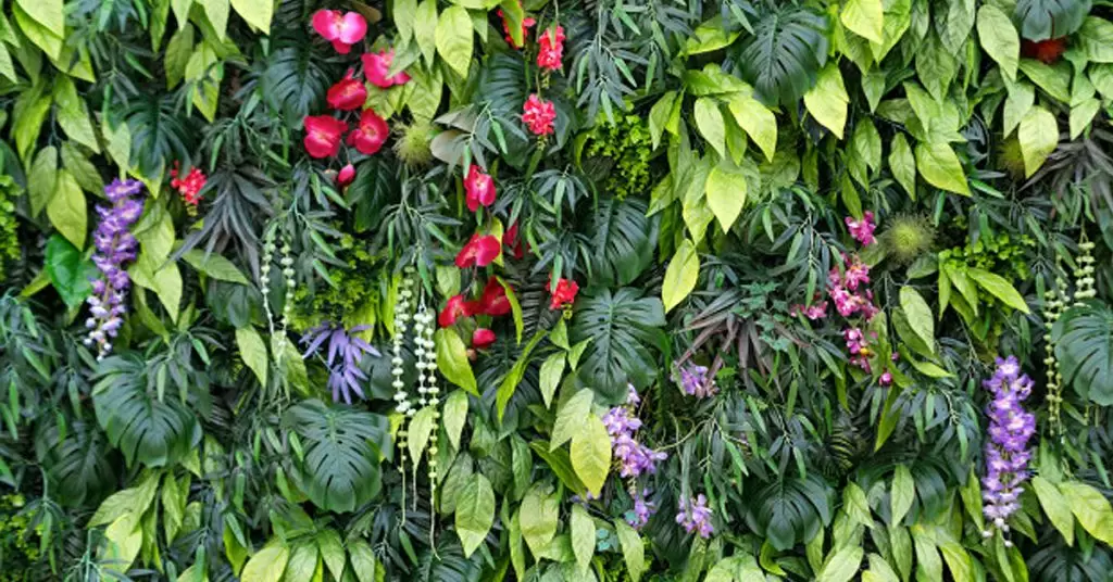 Jardín vertical de palets y macetas